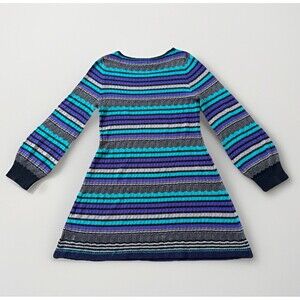 Umgee Knit Dress Tunic Sweater Sz L Multicolor Stripes Long Sleeves Hippie Boho